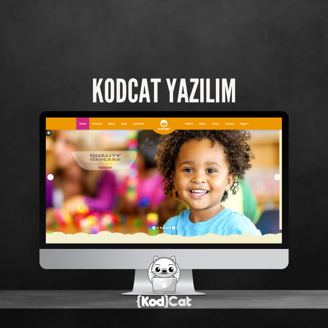 Mersin'de web tasarım ve dijital pazarlama hizmeti veren Kodcat Bilişim tarafından geliştirilen Kreş Anaokulu Websitesi Görseli