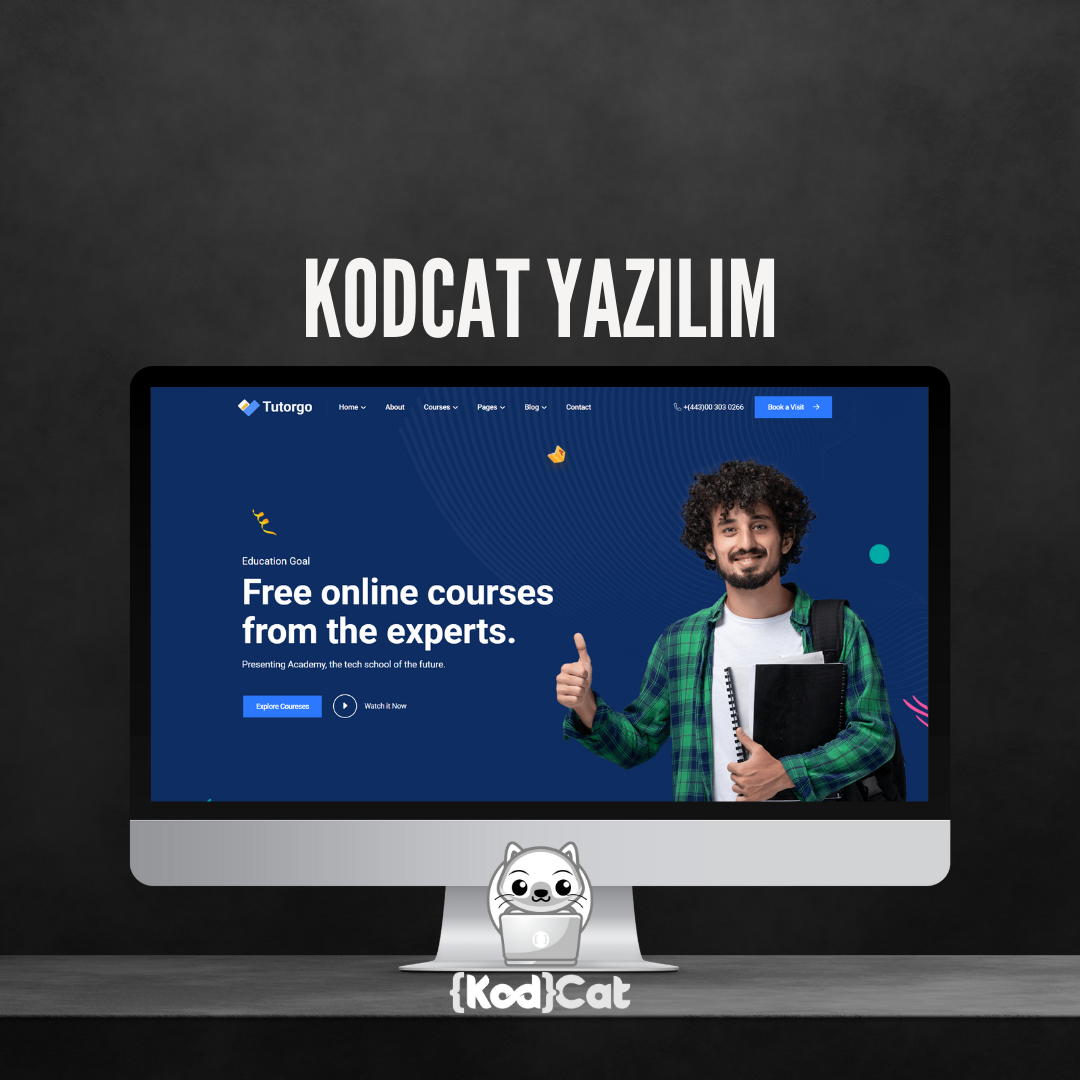 Mersin'de web tasarım ve dijital pazarlama hizmeti veren Kodcat Bilişim tarafından geliştirilen Özel Kurs Web Tasarım Görseli