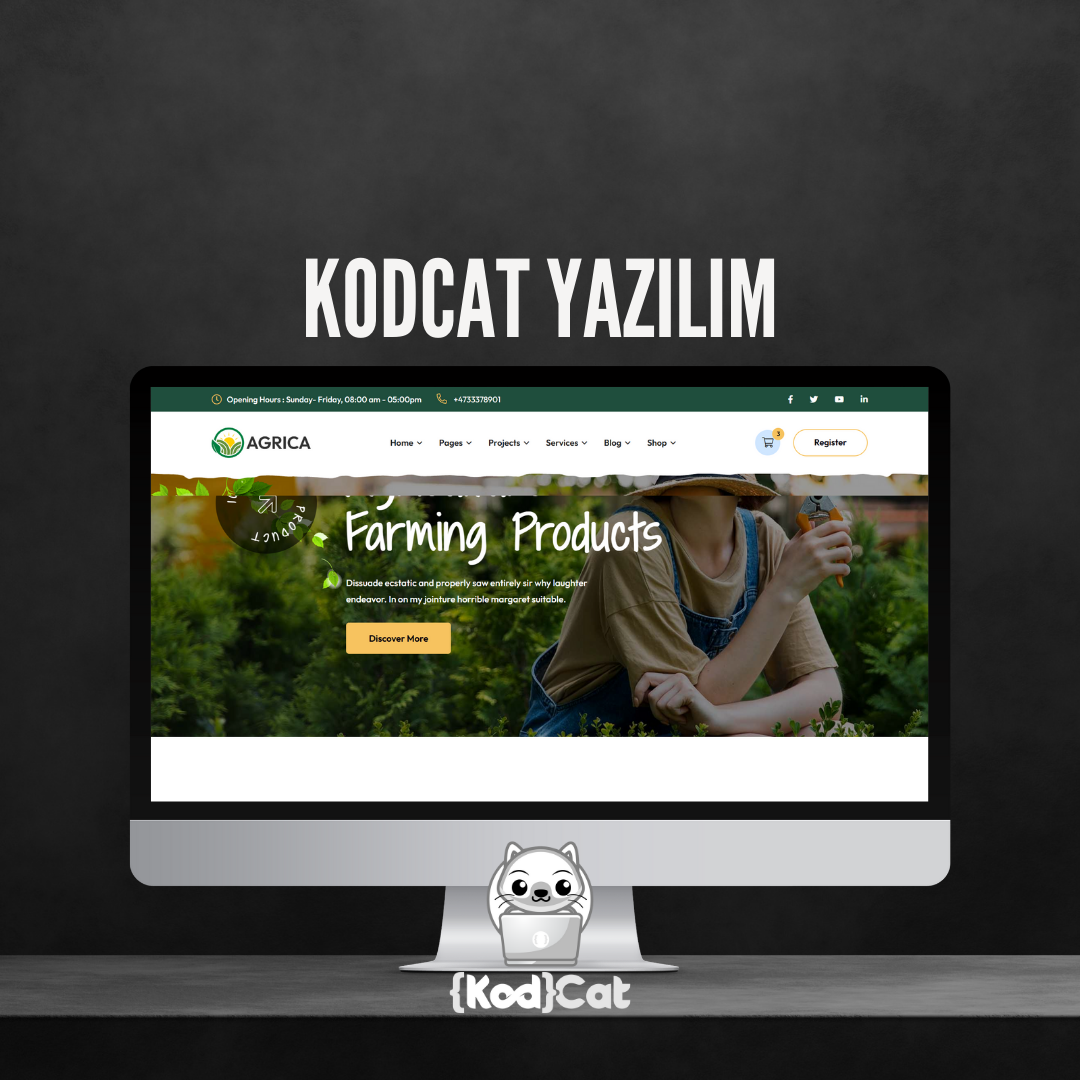 Mersin'de web tasarım ve dijital pazarlama hizmeti veren Kodcat Bilişim tarafından geliştirilen Bahçe Botanik Web Tasarım Görseli