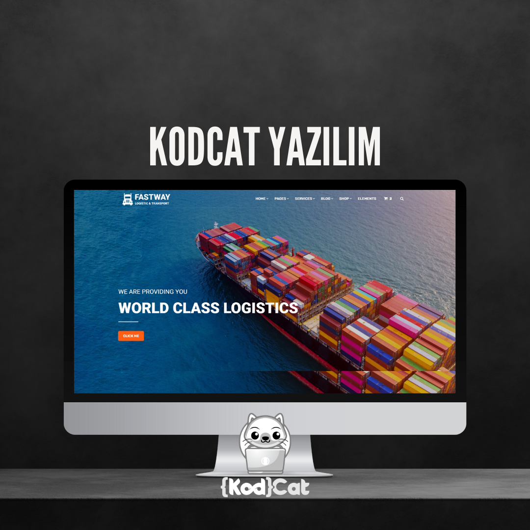 Mersin'de web tasarım ve dijital pazarlama hizmeti veren Kodcat Bilişim tarafından geliştirilen Lojistik Web Tasarım Görseli